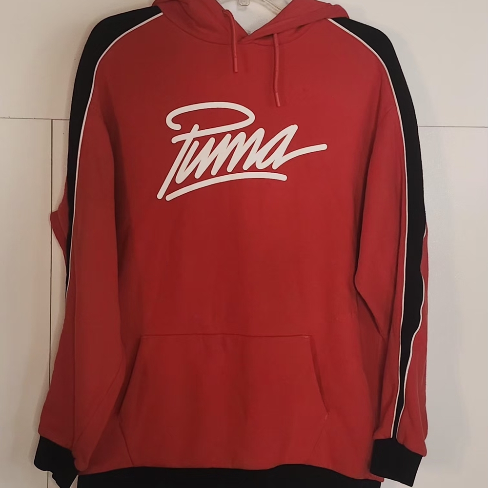 Puma Men's Red and Black Hoodie